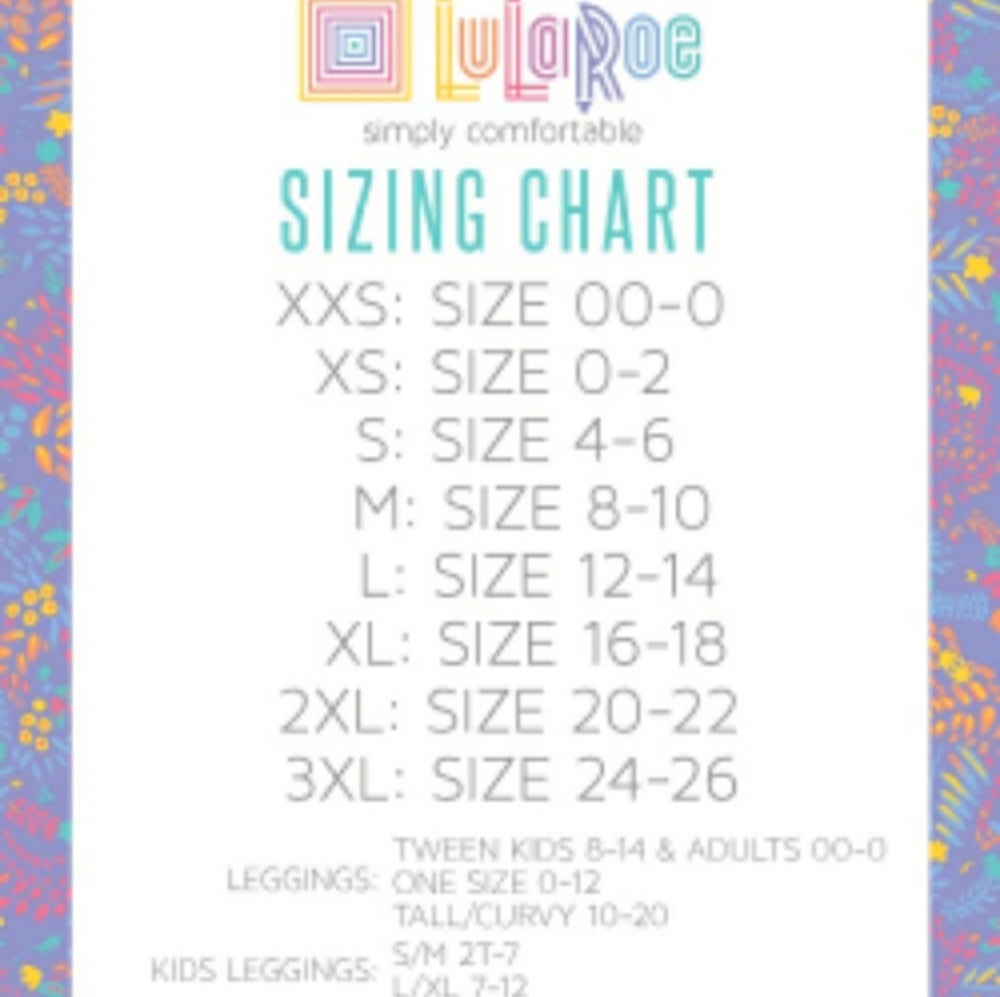 Lularoe sizing chart
